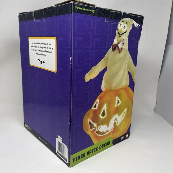 2004 Gemmy Halloween Fiber Optic LED Ghost In Jack O Lantern In Box Pumpkin Derp - Picture 10 of 15